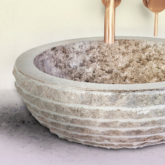 VASQUE EN MARBRE ALUR AVEC INTÉRIEUR POLI - GRIS 35X15CM