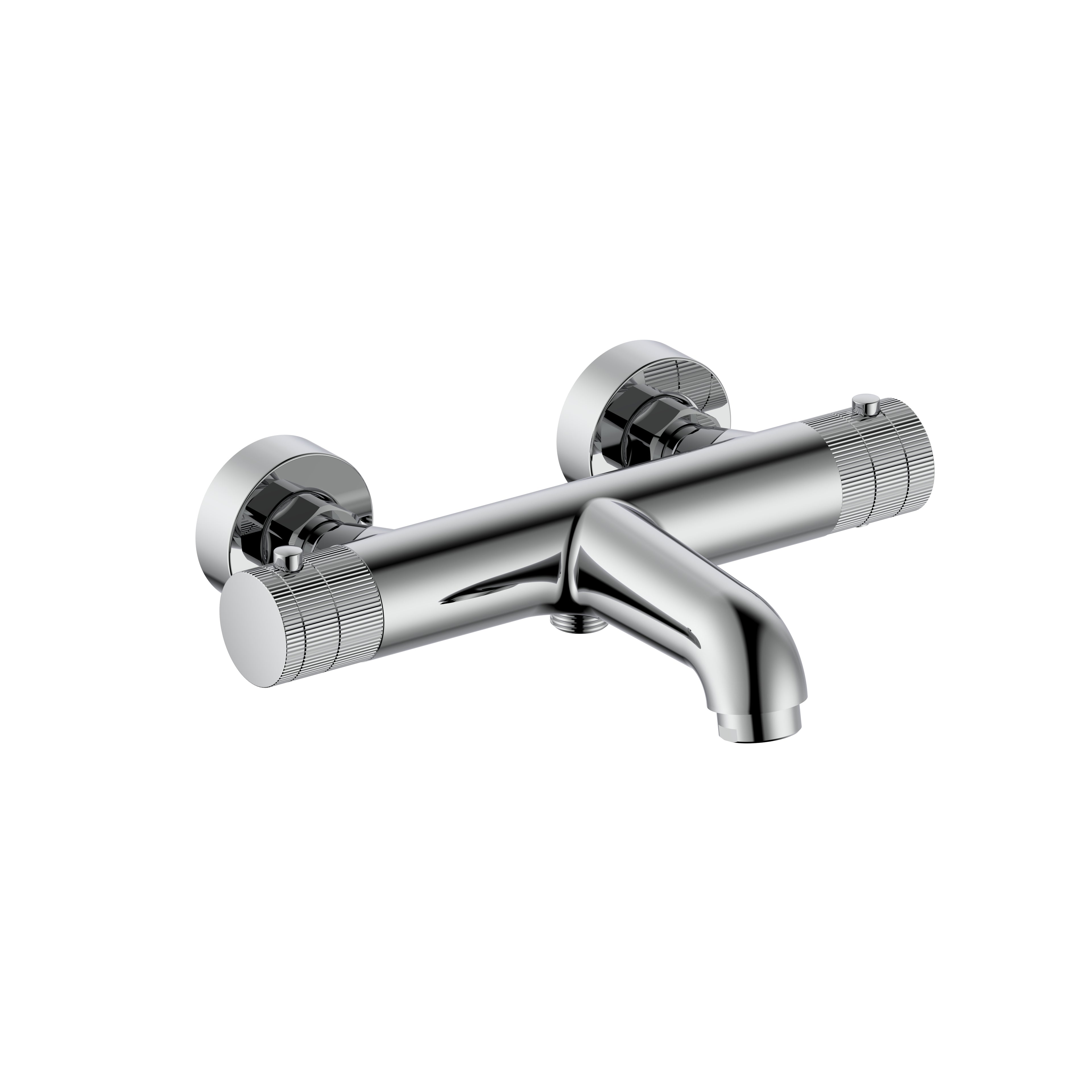 STRIA MITIGEUR DE BAIN – THERMOSTATIQUE – MONTAGE MURAL – BOUTONS AVEC FINITION STRIÉE - CHROME