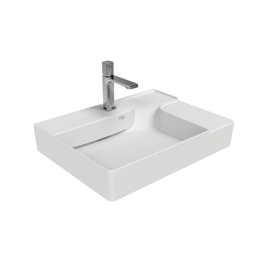 CREAVIT RUBY RB063 LAVABO – À POSER – CÉRAMIQUE – SANS TROP-PLEIN – AVEC TROU DE ROBINET – 60X13,5X45 CM – BLANC BRILLANT