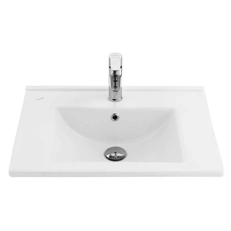 SU LAVABO - 1 LAVABO - AVEC TROU DE ROBINET - CÉRAMIQUE - 60X45 CM - BLANC BRILLANT