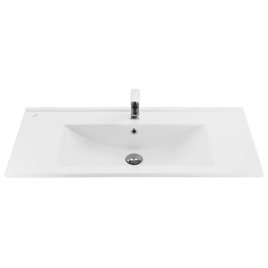 SU LAVABO - 1 LAVABO - AVEC TROU DE ROBINET - CÉRAMIQUE - 100X45 CM - BLANC BRILLANT