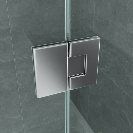 ALONI CABINE DE DOUCHE AVEC PORTE BATTANTE, 2 PAROIS FIXES ET PAROI LATÉRALE – TRAITEMENT ANTI-CALCAIRE – RÉVERSIBLE – VERRE DE SÉCURITÉ 8?MM – 90X120X195?CM – CHROME – VERRE CLAIR