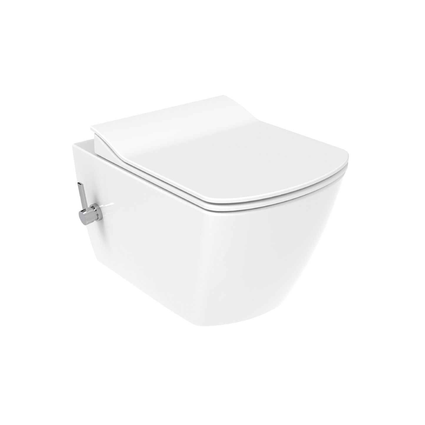 CREAVIT ELEGANT WC SUSPENDU AVEC BIDET - SANS BRIDE - AVEC ROBINET BIDET EAU FROIDE ET CHAUDE - SANS ABATTANT WC - BLANC BRILLANT