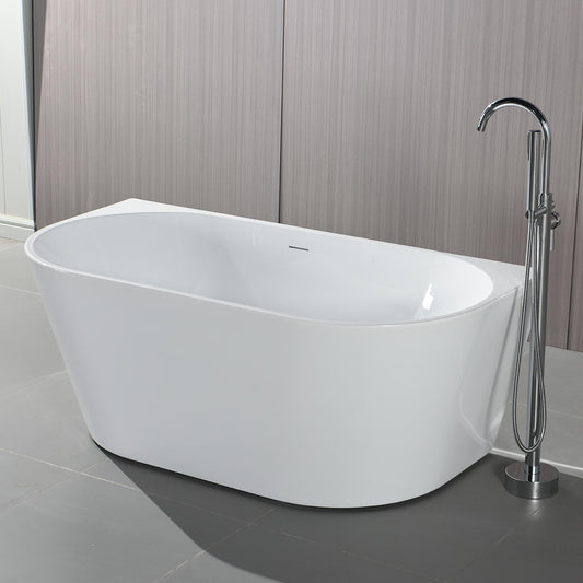 ALONI BAIGNOIRE SEMI-ÎLOT - AVEC SET D'EVACUATION ET BONDE CLIC-CLAC - ACRYLIQUE - 170X78X58 CM - BLANC BRILLANT