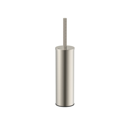 STRIA BROSSE WC AVEC SUPPORT – MANCHE AVEC STRUCTURE STRIÉE RAFFINÉE – SUSPENDUE OU À POSER – AVEC RÉCIPIENT INTÉRIEUR EN PLASTIQUE – ACIER INOX BROSSÉ