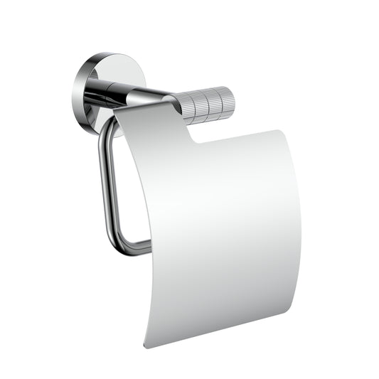 STRIA PORTE-PAPIER TOILETTE AVEC COUVERCLE – FINITION AVEC STRUCTURE STRIÉE RAFFINÉE – CHROME