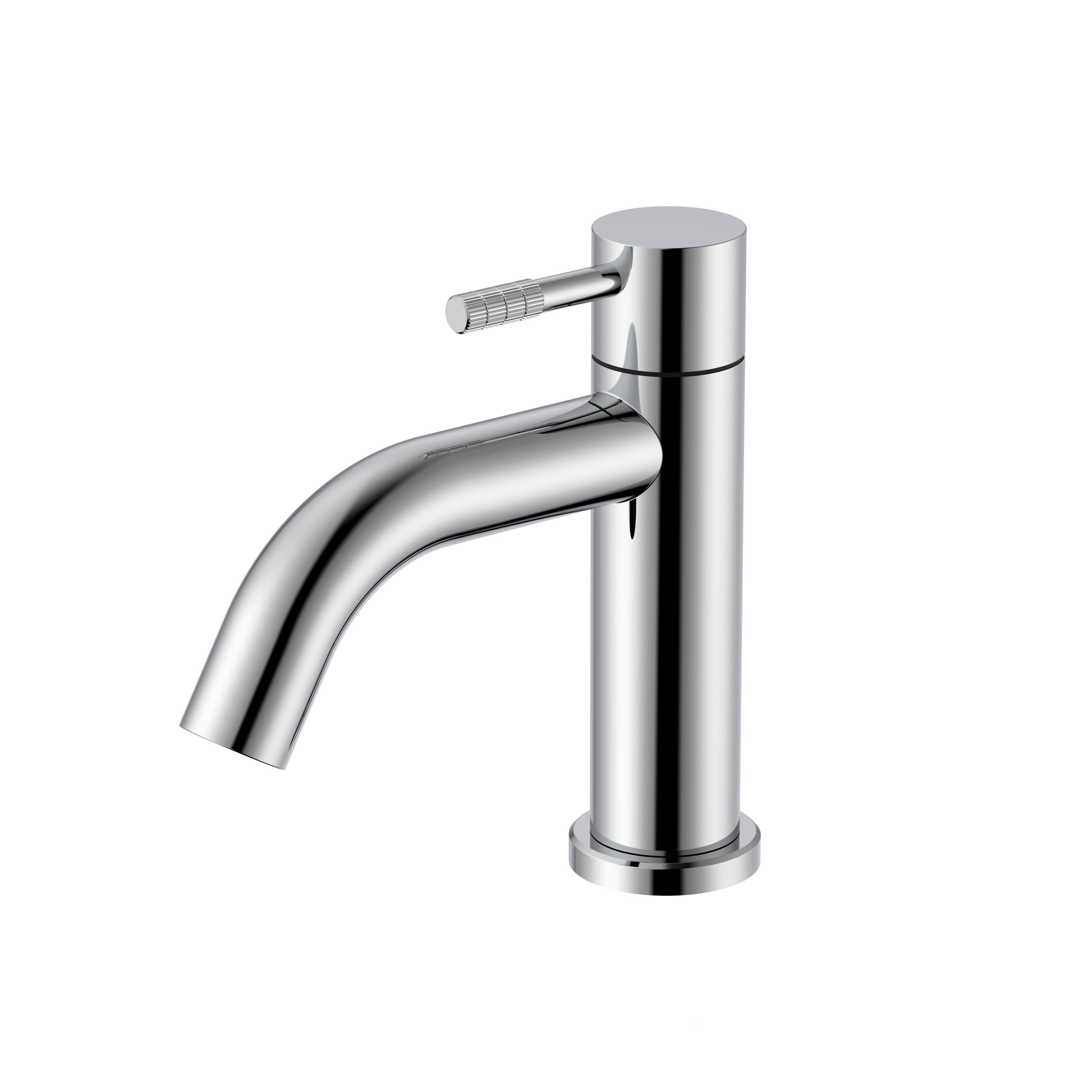STRIA ROBINET EAU FROIDE – POIGNÉE AVEC STRUCTURE STRIÉE RAFFINÉE – SANS BONDE – CHROME