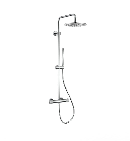 STRIA ENSEMBLE DE DOUCHE PLUIE – THERMOSTATIQUE – COOL TOUCH – DOUCHE DE TÊTE 30 CM – MONTAGE APPARENTE – BOUTONS S AVEC STRUCTURE STRIÉE RAFFINÉE – CHROME